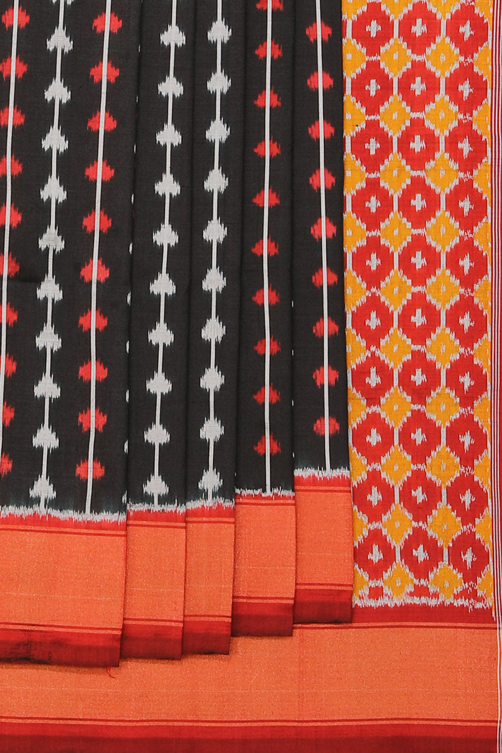 Image of Pochampally Silk Ikat Black Saree